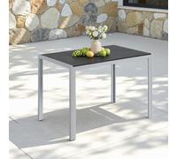 Clevich Tavolo da giardino resistente alle intemperie, 110 x 70 cm, tavolo da pranzo per esterni, in WPC, telaio in alluminio, resistente alle intemperie, tavolo quadrato per terrazze, colore: argento