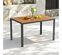 Clevich Tavolo da giardino resistente alle intemperie, 110 x 70 cm, tavolo da pranzo per esterni, in WPC, telaio in alluminio, resistente alle intemperie, tavolo quadrato per terrazze, marrone teak