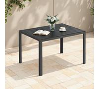 Clevich Tavolo da giardino resistente alle intemperie, 110 x 70 cm, tavolo da pranzo per esterni, in WPC, telaio in alluminio, resistente alle intemperie, tavolo quadrato da giardino, colore nero
