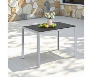 Clevich Tavolo da giardino resistente alle intemperie, 110 x 70 cm, tavolo da pranzo per esterni, in WPC, telaio in alluminio, resistente alle intemperie, tavolo quadrato per terrazze, colore: argento