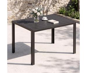 Clevich Tavolo da giardino resistente alle intemperie, 110 x 70 cm, tavolo da pranzo per esterni, in WPC, telaio in alluminio, resistente alle intemperie, tavolo quadrato da giardino, colore nero