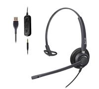 Cleyver HC60 Mono USB + Jack Cuffie mono con cavo USB + Jack, compatibili con tutti i softphone: ideali per mantenere il contatto con l'ambiente