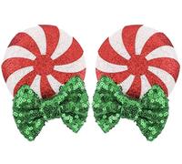 CLGIFT Cerchietto per capelli con orecchie di Minnie per neonati/bambini, con clip per capelli alla menta piperita, flessibile con paillettes su entrambi i lati, perfetto per Halloween, Natale