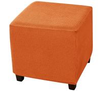 CLGTY Copri Pouf Quadrato Elasticizzato in Morbido Elastan-arancia
