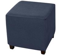 CLGTY Copri Pouf Quadrato Elasticizzato in Morbido Elastan-blu navy
