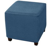 CLGTY Copri Pouf Quadrato Elasticizzato in Morbido Elastan-blu scuro