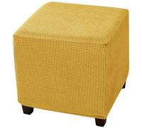 CLGTY Copri Pouf Quadrato Elasticizzato in Morbido Elastan-giallo