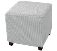 CLGTY Copri Pouf Quadrato Elasticizzato in Morbido Elastan-grigio chiaro