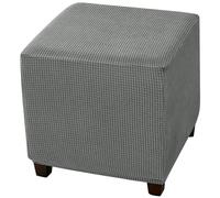 CLGTY Copri Pouf Quadrato Elasticizzato in Morbido Elastan-grigio scuro