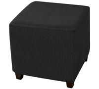 CLGTY Copri Pouf Quadrato Elasticizzato in Morbido Elastan-Nero