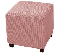 CLGTY Copri Pouf Quadrato Elasticizzato in Morbido Elastan-rosa