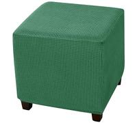 CLGTY Copri Pouf Quadrato Elasticizzato in Morbido Elastan-verde scuro