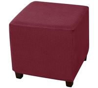 CLGTY Copri Pouf Quadrato Elasticizzato in Morbido Elastan-vino rosso