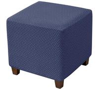 CLGTY Copri Pouf Quadrato, Elasticizzato Quadrato Copri Poggiapiedi Spesso Elastan Copri Ottomano Lavabile Copri Pouf Poggiapiedi Per Soggiorno-blu navy-Small