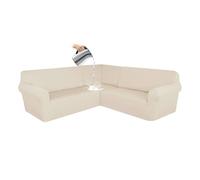 CLGTY Impermeabile Copridivano Ad Angolo, 3 Pezzi Copridivano Componibile Forma Di L Jacquard Copridivano Angolare Antiscivolo Sofa Protettore Per Soggiorno-Beige-5 Posti