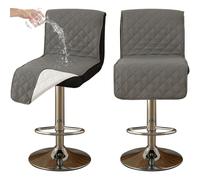 CLGTY impermeabile Coprisedia da Bar con schienale basso, 2 Pezzi Antiscivolo Coprisgabelli Cucina per Gatto antimacchia Lavabile Copriseduta con fibbia per bar Ristorante-grigio A-2pc