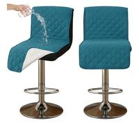 CLGTY impermeabile Coprisedia da Bar con schienale basso, 2 Pezzi Antiscivolo Coprisgabelli Cucina per Gatto antimacchia Lavabile Copriseduta con fibbia per bar Ristorante-Blu turchese-2pc