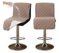 CLGTY impermeabile Coprisedia da Bar con schienale basso, 2 Pezzi Antiscivolo Coprisgabelli Cucina per Gatto antimacchia Lavabile Copriseduta con fibbia per bar Ristorante-Cachi B-2pc