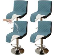 CLGTY Impermeabile Coprisedia Da Bar Con Schienale Basso, 4 Pezzi Antiscivolo Coprisgabelli Cucina Per Gatto Antimacchia Lavabile Copriseduta Con Fibbia Per Bar Ristorante-azzurro-4pc
