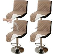 CLGTY Impermeabile Coprisedia Da Bar Con Schienale Basso, 4 Pezzi Antiscivolo Coprisgabelli Cucina Per Gatto Antimacchia Lavabile Copriseduta Con Fibbia Per Bar Ristorante-Marrone B-4pc