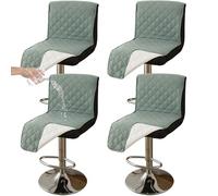 CLGTY Impermeabile Coprisedia Da Bar Con Schienale Basso, 4 Pezzi Antiscivolo Coprisgabelli Cucina Per Gatto Antimacchia Lavabile Copriseduta Con Fibbia Per Bar Ristorante-verde chiaro-4pc