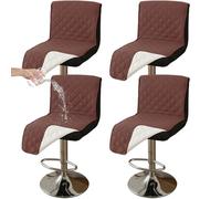 CLGTY Impermeabile Coprisedia Da Bar Con Schienale Basso, 4 Pezzi Antiscivolo Coprisgabelli Cucina Per Gatto Antimacchia Lavabile Copriseduta Con Fibbia Per Bar Ristorante-Caffè A-4pc