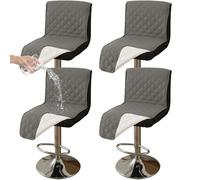 CLGTY Impermeabile Coprisedia Da Bar Con Schienale Basso, 4 Pezzi Antiscivolo Coprisgabelli Cucina Per Gatto Antimacchia Lavabile Copriseduta Con Fibbia Per Bar Ristorante-grigio A-4pc