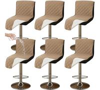 CLGTY impermeabile Coprisedia da Bar con schienale basso, 6 Pezzi Antiscivolo Coprisgabelli Cucina per Gatto antimacchia Lavabile Copriseduta con fibbia per bar Ristorante-cammello-6pc