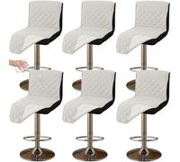 CLGTY impermeabile Coprisedia da Bar con schienale basso, 6 Pezzi Antiscivolo Coprisgabelli Cucina per Gatto antimacchia Lavabile Copriseduta con fibbia per bar Ristorante-crema-6pc