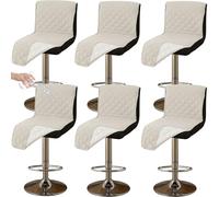 CLGTY impermeabile Coprisedia da Bar con schienale basso, 6 Pezzi Antiscivolo Coprisgabelli Cucina per Gatto antimacchia Lavabile Copriseduta con fibbia per bar Ristorante-avorio-6pc