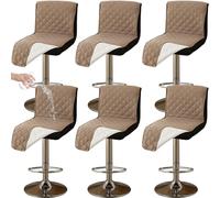 CLGTY impermeabile Coprisedia da Bar con schienale basso, 6 Pezzi Antiscivolo Coprisgabelli Cucina per Gatto antimacchia Lavabile Copriseduta con fibbia per bar Ristorante-Marrone B-6pc
