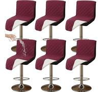 CLGTY impermeabile Coprisedia da Bar con schienale basso, 6 Pezzi Antiscivolo Coprisgabelli Cucina per Gatto antimacchia Lavabile Copriseduta con fibbia per bar Ristorante-vino rosso-6pc