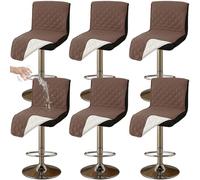 CLGTY impermeabile Coprisedia da Bar con schienale basso, 6 Pezzi Antiscivolo Coprisgabelli Cucina per Gatto antimacchia Lavabile Copriseduta con fibbia per bar Ristorante-Marrone A-6pc