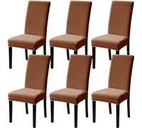 CLGTY Velluto Coprisedie con Schienale 6 Pezzi, Elasticizzato Copertura della sedia per Cucina Antiscivolo Copri Sedie da Cucina Lavabile per Banchetto-cammello-6pc