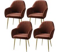 CLGTY Velluto Coprisedie Elasticizzato 1/2/4/6 Pezzo, Morbido Moderno Coprisedia Ufficio Copri Poltrona Con Braccioli Riutilizzabile Copri Sedia Con Fondo Elastico-caffè-4 Pezzi