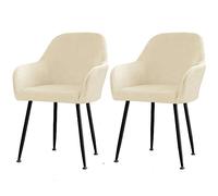 CLGTY Velluto Fodera Per Sedia Da Pranzo Con Braccioli Moderno, Morbido Rimovibile Coprisedie Con Schienale Moderno Fodere Per Sedie Per Sala Da Pranzo-Beige-2 Pezzi