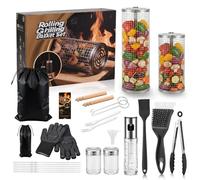 Clheatky 14 Pezzi Set di Cestino da Grill Rotante, Acciaio Inossidabile 304, Set Completo di Accessori per Barbecue con Guanti, Spruzzatore d’Olio, Spazzola di Pulizia, Borsa, Regalo per Uomo Papà