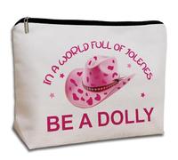 CLHHM Beauty case da viaggio con scritta "In a World Full of Jolenes be a Dolly", idea regalo per amici, familiari, sorelle, madre e figlie, Halloween, compleanni, Natale, bianco