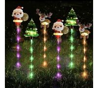clhjinruoliu Confezione da 6 Luci di Natale Mobili, Paletti LED Decorativi Solari per Esterni, Impermeabili, Ideali per Patio, Prato e Sentieri, Facili da Installare, Resistenti,Style b