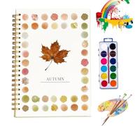 clhjinruoliu Quaderno di Acquarelli, Animali Fiori Oceano Libro da Colorare, Scene Naturali Set di Pittura Artigianato, Quaderno di Acquarello Facile per Principianti,Autumn