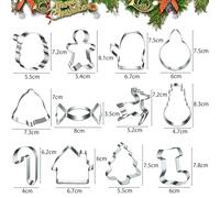 CLHXWU Set di 12 Formine Biscotti Natale,Taglia Biscotti Natale,Stampi Biscotti Natalizi in Acciaio Inossidabile,Albero di Natale, Pan di zenzero, Babbo Natale e altre forme