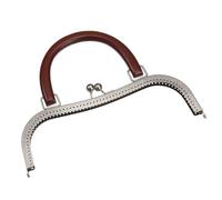 Clic Clac per Borse Cornici for borse in metallo retrò da 27 cm con chiusura a bacio, cornice con pochette in rilievo con manico in legno for borsellino portamonete, accessori for borse fai da te(Silv