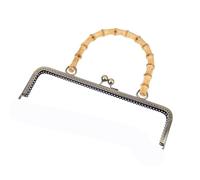 Clic Clac Per Portamonete Borsa a tracolla in metallo stile vintage, con chiusura a bacio, con manico in bambù, fermagli for gioielli, elementi di fissaggio for cucire, forniture for borse(25cm light)