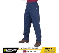 Click Fiamma/Fuoco Rallentamento Lavoro Sicurezza Pantaloni Uomo Navy Cotone