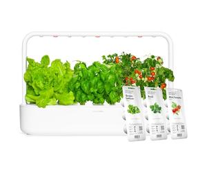Click & Grow Serra Smart 9 Capsule, Orto da Casa, Idroponica Semplificata | Smart Garden Indoor. Kit con 9 Capsule: 3 Pomodorini, 3 Basilico e 3 Lattughe. Illuminazione e Irrigazione Automatica, Bianco