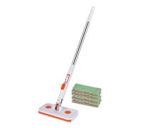 Click Mop | No-Touch Clamp Dust Cleaner | Flexible Clip Flat Cleaner | Adjustable Handle Floor Mops|Retractable Handle Dust Mop With 4 Pieces Reusable Cloths | For Floor Sweeping Cleaning For Kitchen