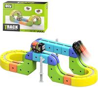 Click rail Electric Train Set Flexible Race Track - Cube Track Block Track Block Track Block con Layout 3D, Blocchi Magnetici e Treno Motorizzato, Toy Gifts per Bambini (62Pcs)