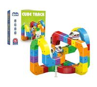 Click rail Electric Train Set, Flexible Race Track for Kids, Building Toy Train Track Gravity-Defying 3D Embedded Layouts & Motorized Car, Stem Learning Gift 3+ (81pcs)