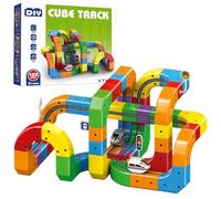 Click rail Electric Train Set, Flexible Race Track for Kids, Building Toy Train Track Gravity-Defying 3D Embedded Layouts & Motorized Car, Stem Learning Gift 3+ (123pcs)
