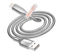 clickfish Cavo USB A-Lightning intrecciato in metallo da 6,6 piedi, cavo di ricarica a prova di morsi di cani e gatti, cavo di ricarica Lightning in metallo per iPhone 14/13/12/11/8/7/6/X/XS/XR